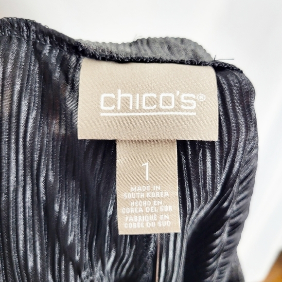 CHICO'S Foil Crinkle Pleated Pants NWT - Picture 4 of 6
